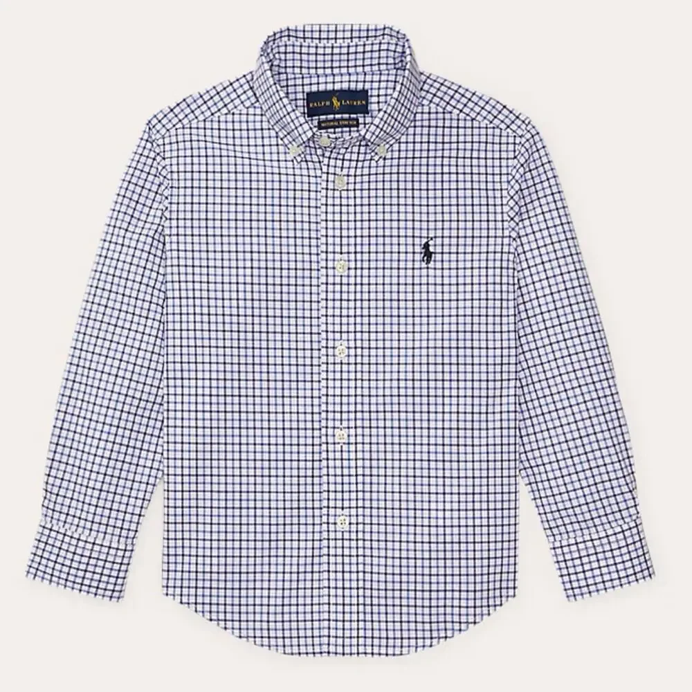 Polo Ralph Lauren Kids Plaid Poplin Button-Down Shirt M 10-12